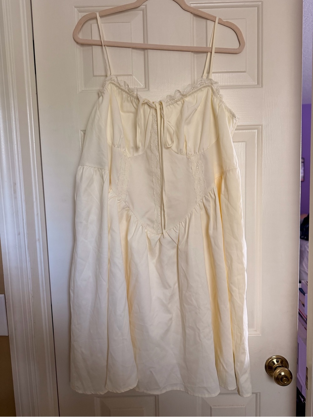SHEIN Cream Strapless-Look Spaghetti Sundress